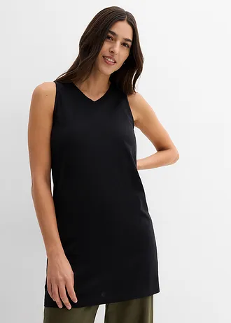 Dlouhý top z čisté organické bavlny (2 ks v balení) • černá + broskvová melba • bonprix obchod