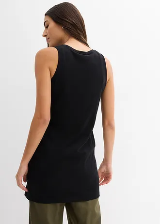 Dlouhý top z čisté organické bavlny (2 ks v balení) • černá + broskvová melba • bonprix obchod