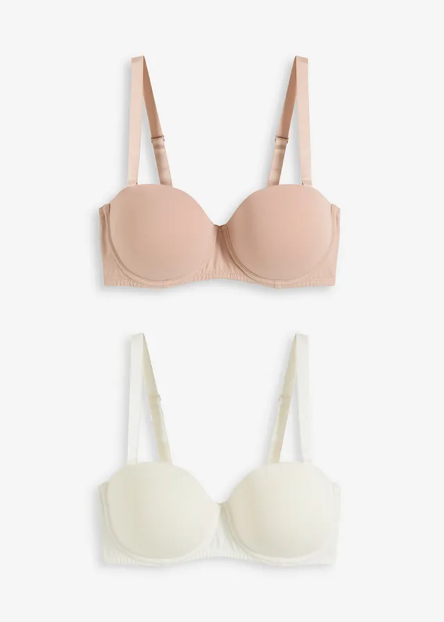 Set de 2 sutien fără bretele, cu armătură, bumbac organic