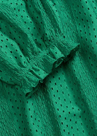 Shirt met broderie anglaise en volants • edelsteengroen • bonprix online shop