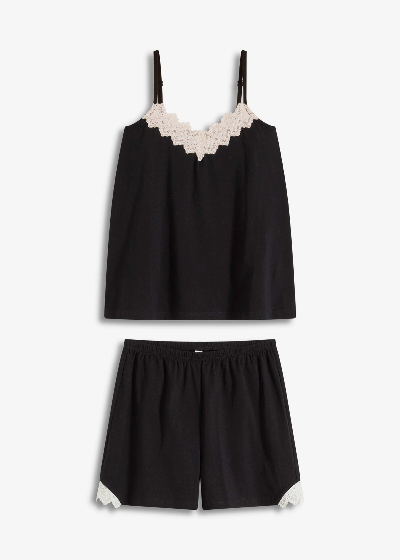 Shortama met spaghettibandjes • zwart • bonprix online shop