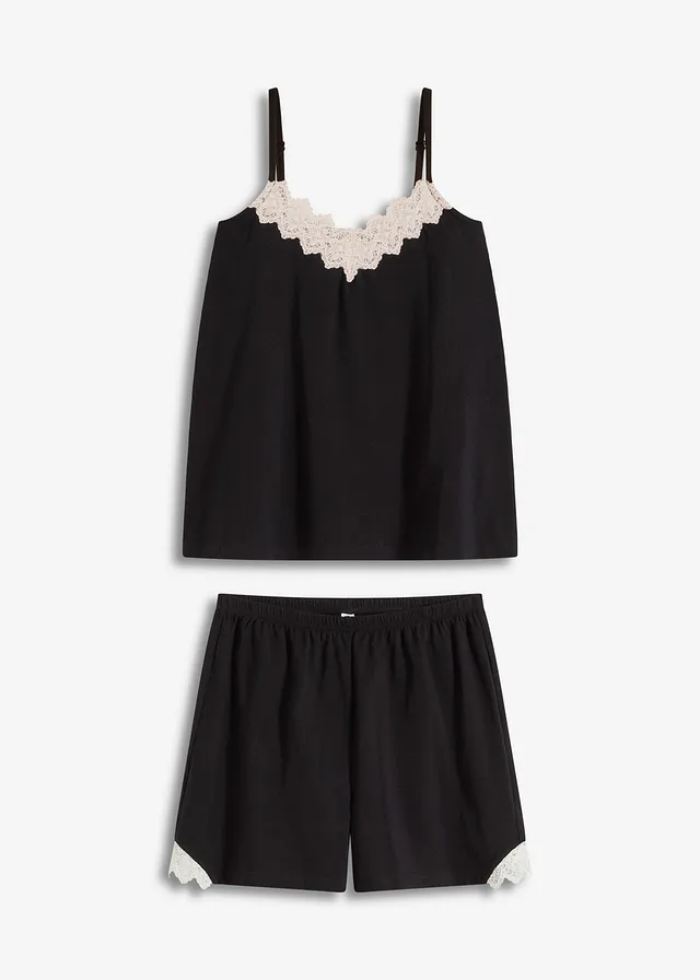 Shortama met spaghettibandjes • zwart • bonprix online shop