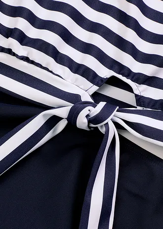 Tankini oversize z odpinanymi ramiączkami (komplet 2-cz.) • granatowo-biały w paski • sklep bonprix