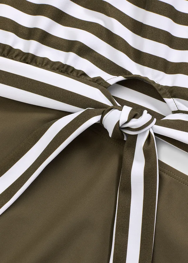 Tankini oversize (ens. 2 pces) à bretelles amovibles • olive foncé/blanc rayé • product-page.page-title-suffix