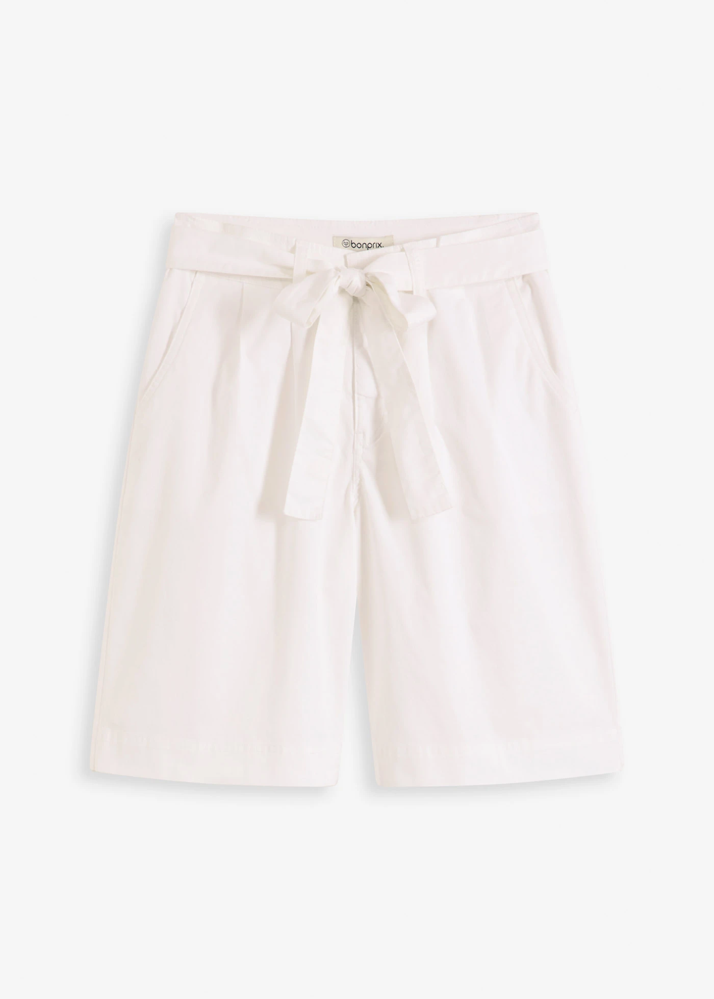 Short en twill avec ceinture à nouer • blanc • Boutique bonprix