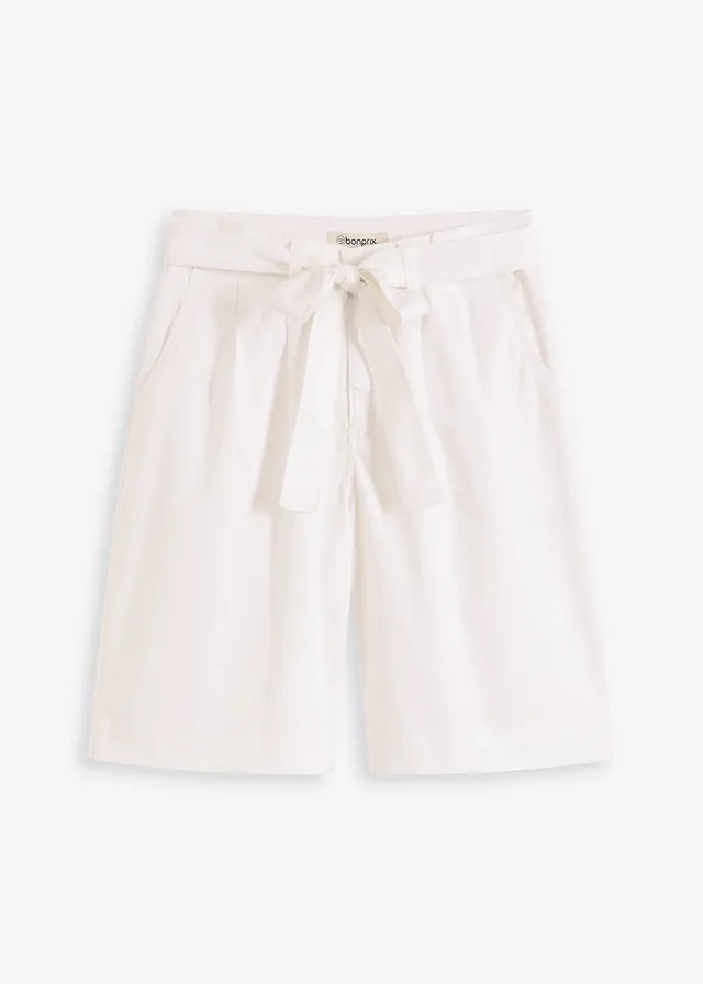 Short en twill avec ceinture à nouer • blanc • Boutique bonprix