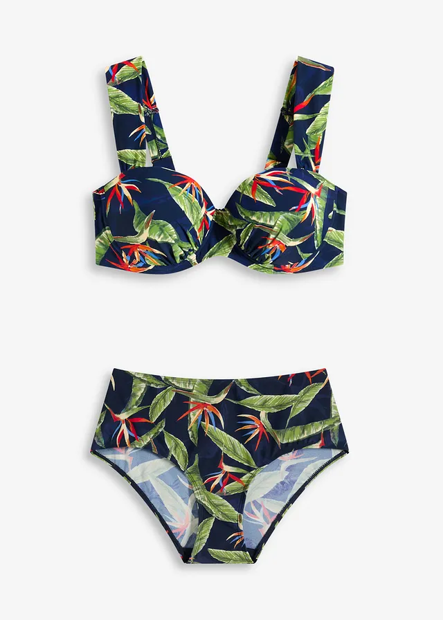 Bikini balconnet (ens. 2 pces), Couleur: bleu foncé floral