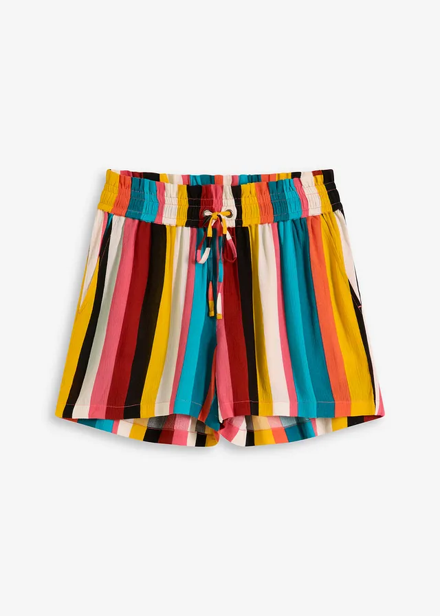Strandshort van viscose, Kleur: meerkleurig gestreept