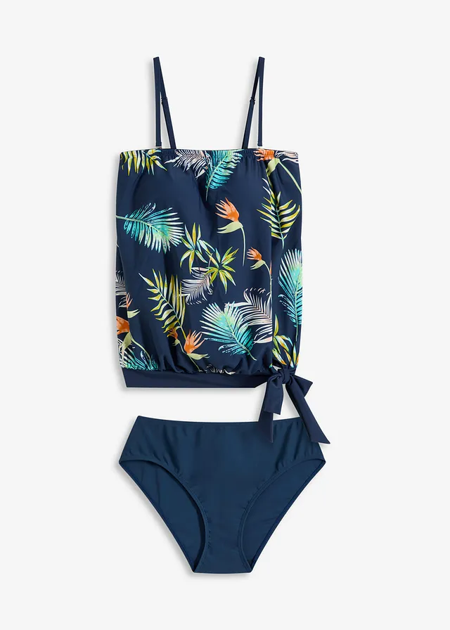 Costum de baie tankini bandeau cu bretele multiway (set/2 piese)