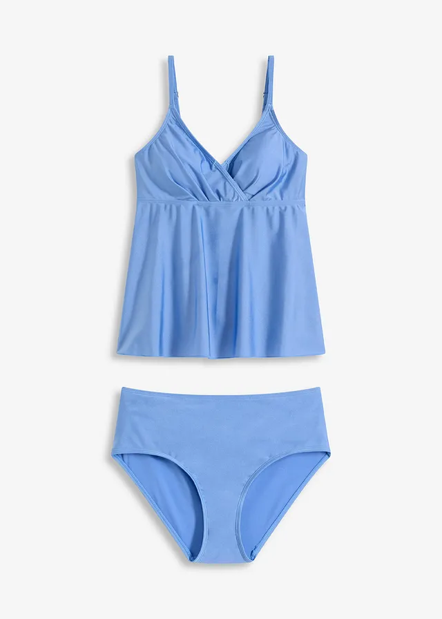 Costum de baie tankini din material lucios (set/2 piese)