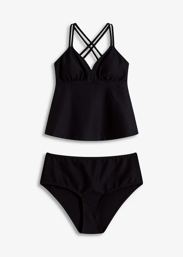 Costum de baie tankini din material texturat (set/2 piese)