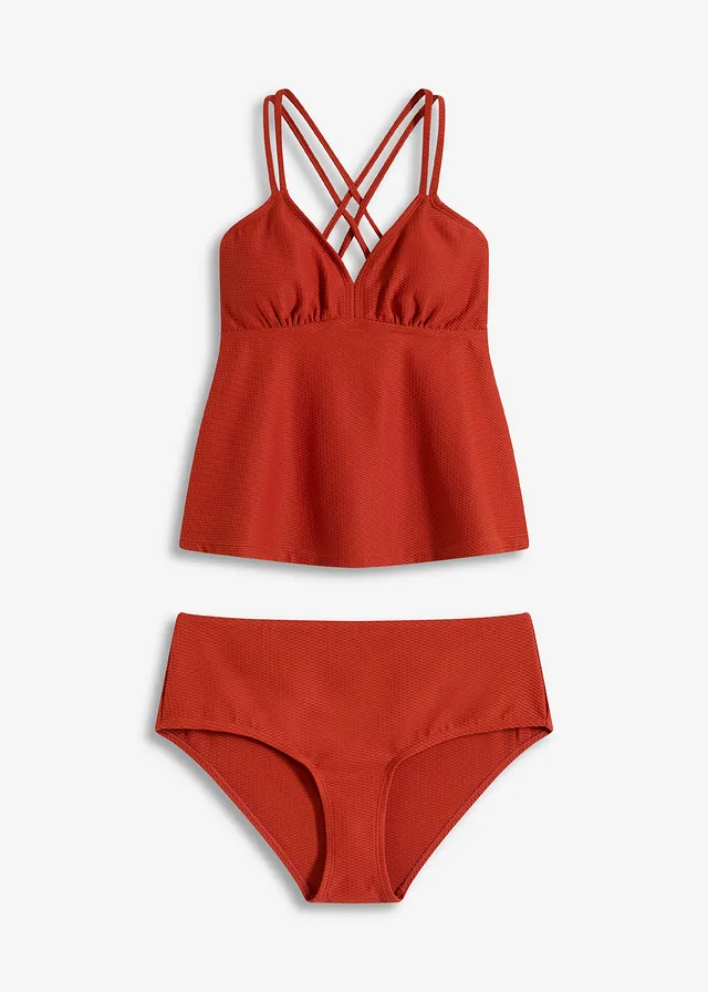 Costum de baie tankini din material texturat (set/2 piese)