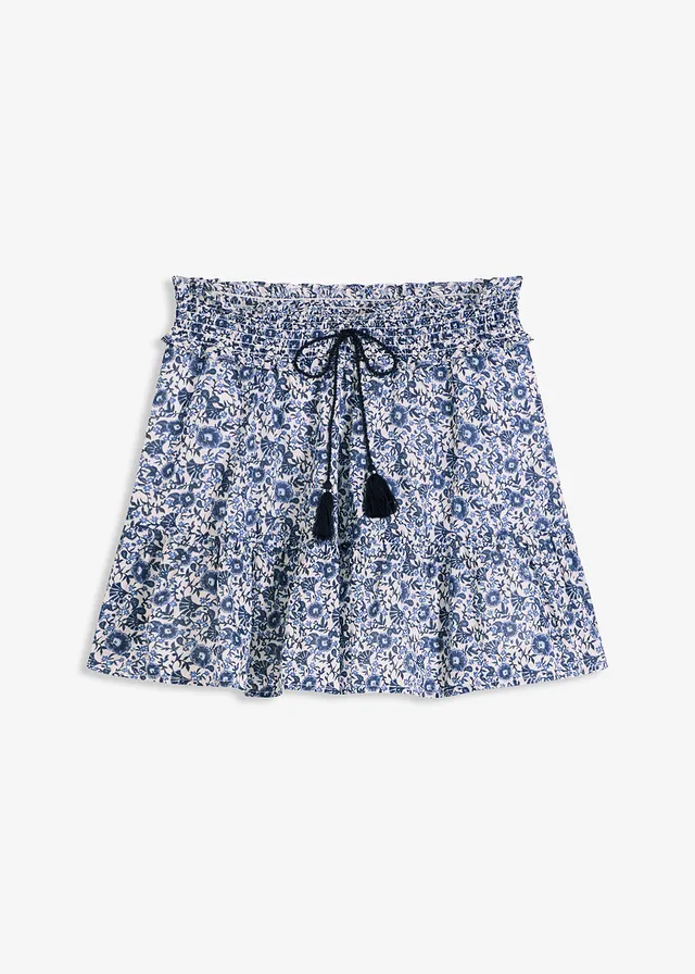 Boho minisukně z lehké bavlny • modrá s květy • bonprix obchod