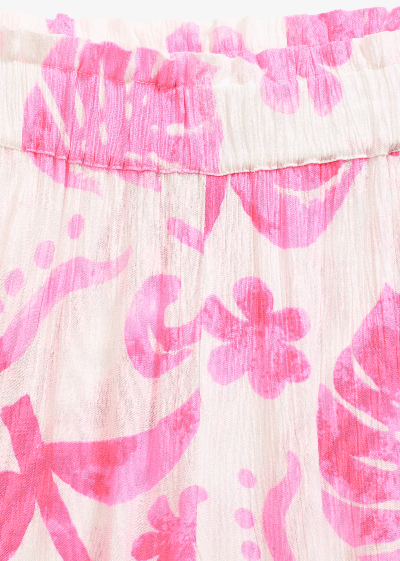 Wijde broek van gestructureerde viscose • wit-fuchsia • bonprix online shop