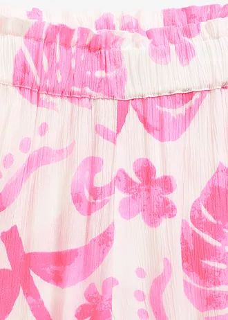 Wijde broek van gestructureerde viscose • wit-fuchsia • bonprix online shop