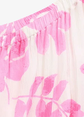 Halenka s odhaleným ramenem, ze strukturované viskózy • bílo-fuchsiová s květy • bonprix obchod