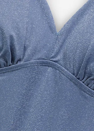 Maillot 1 pièce sculptant brillant, maintien léger • bleu jean • Boutique bonprix