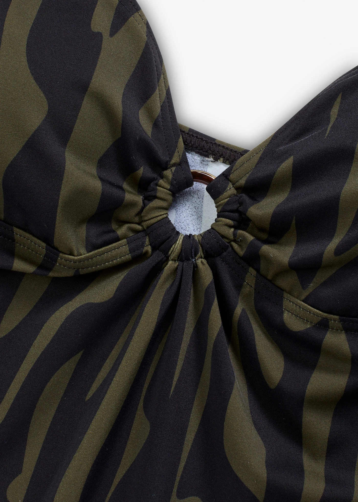 Tankiny (2-dielne), krúžkový detail • khaki-čierna grafická • obchod bonprix