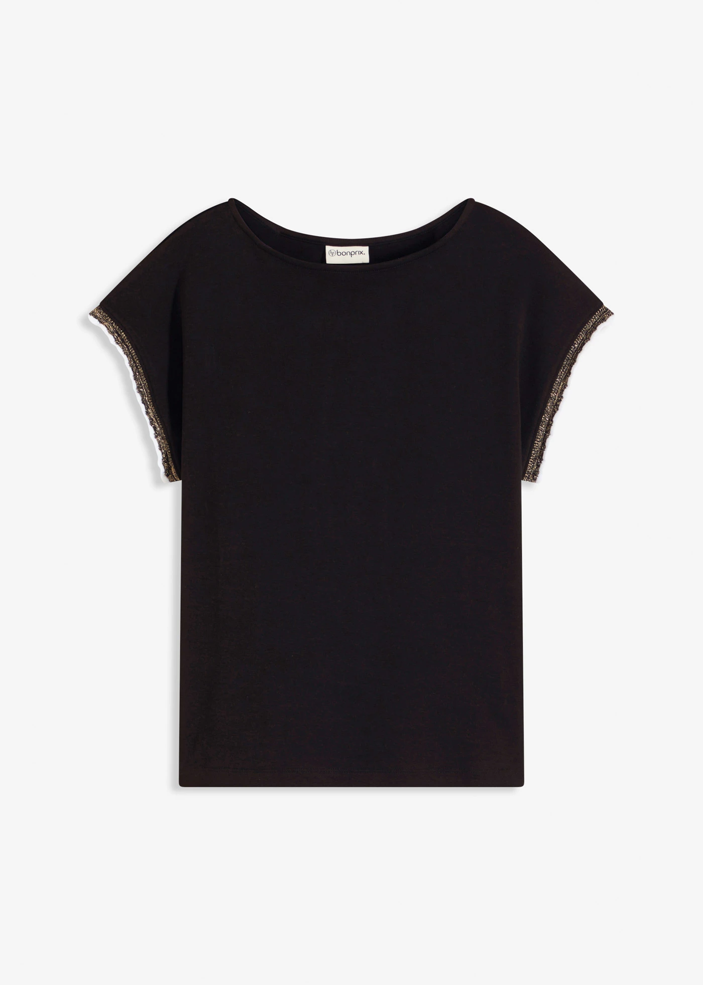 Shirt met versiering van puur katoen • zwart • bonprix online shop