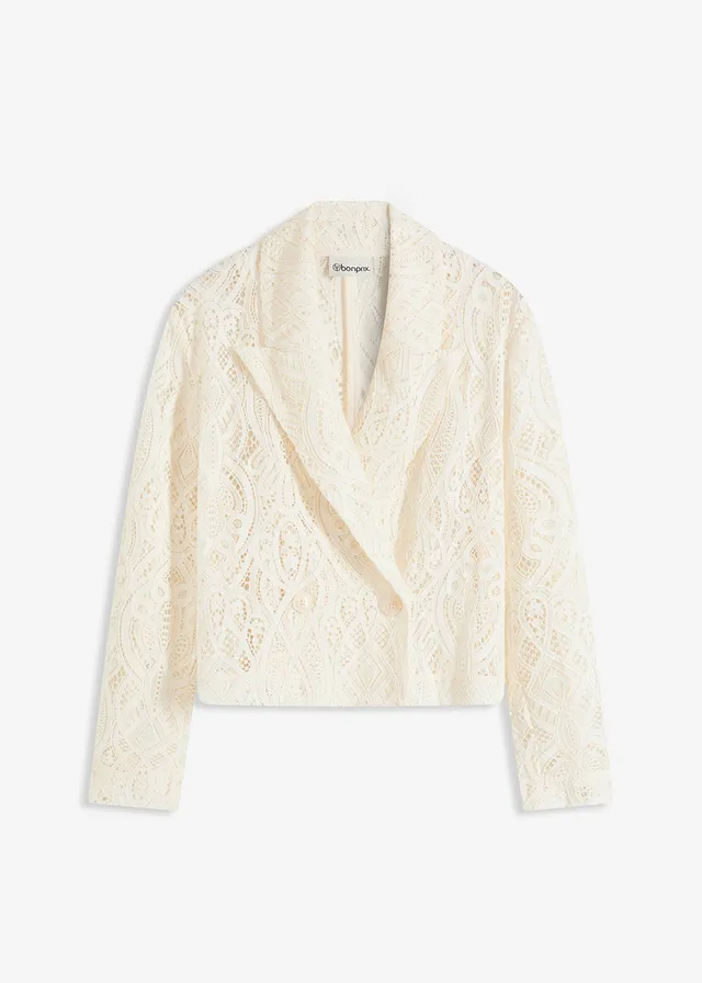Blazer van kant, Kleur: crème