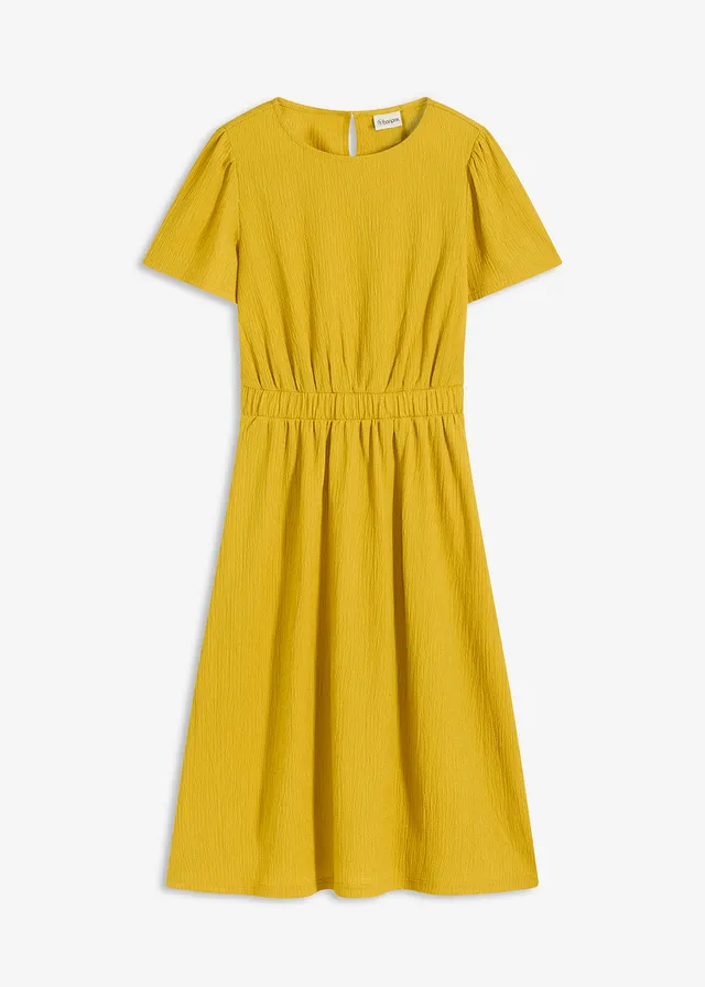 Uitlopende jersey jurk, Kleur: lemoncurry