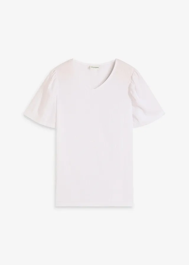 Shirt van gestructureerde crêpe • wit • bonprix online shop