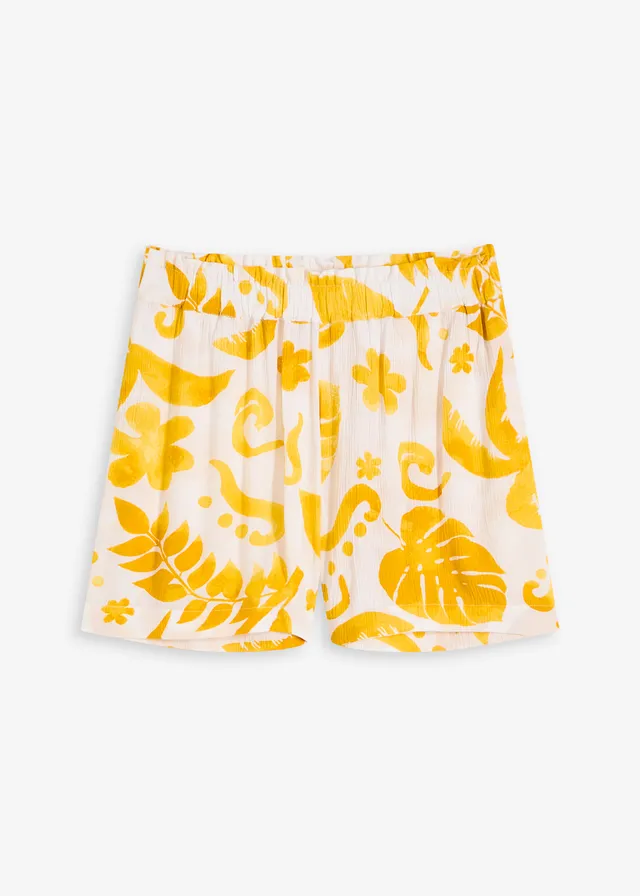 Potlačené šortky zo štruktúrovanej viskózy