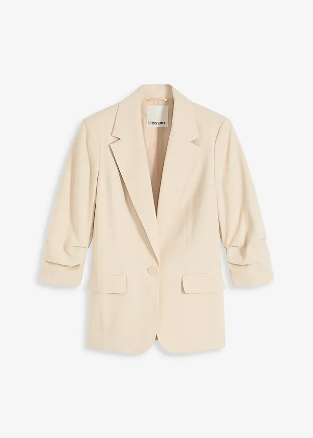 Casual blazer van viscose met 3/4 mouwen