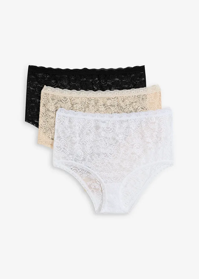 Lot de 3 slips taille haute en dentelle