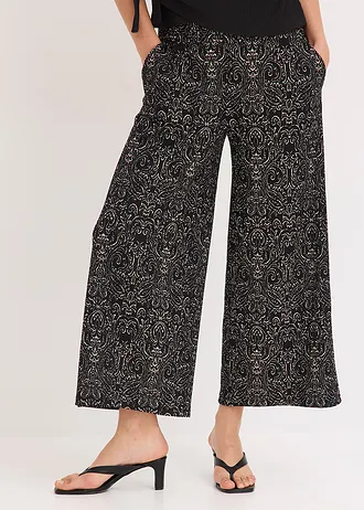 Culotte van jerseycrêpe • zwart/wit gedessineerd • bonprix online shop