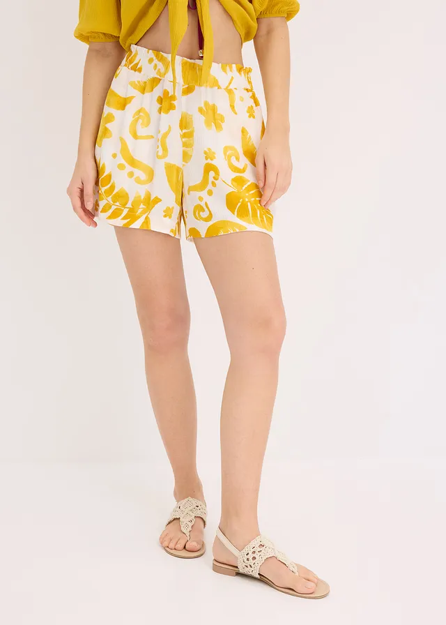 Short en viscose texturée • blanc/curry • product-page.page-title-suffix