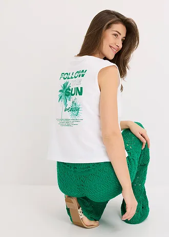 Top z čisté bavlny • bílo-tichomořská modrá s potiskem • bonprix obchod