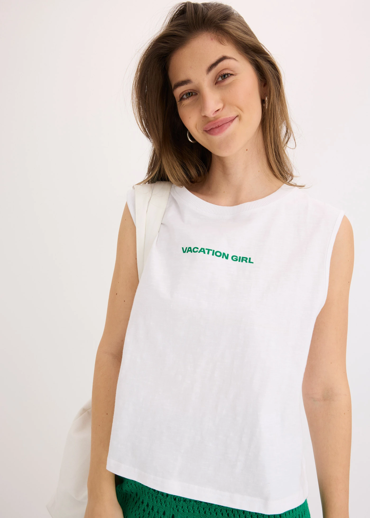 Top z čisté bavlny • bílo-tichomořská modrá s potiskem • bonprix obchod