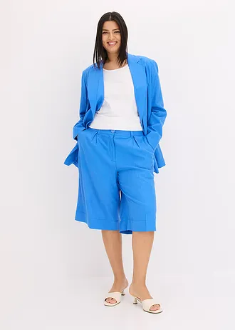 Bermudy ze lněné směsi, barva: ledovcově modrá