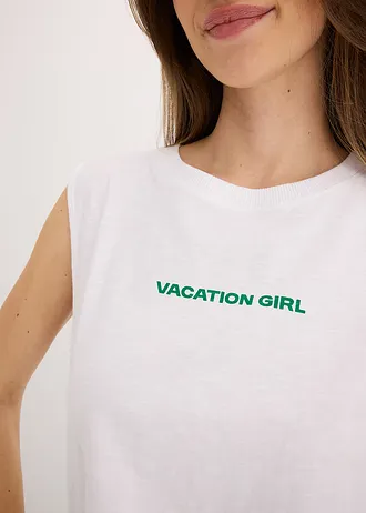 Top z čisté bavlny • bílo-tichomořská modrá s potiskem • bonprix obchod