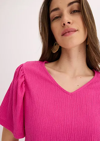 T-shirt en crêpe texturé • fuchsia • Boutique bonprix