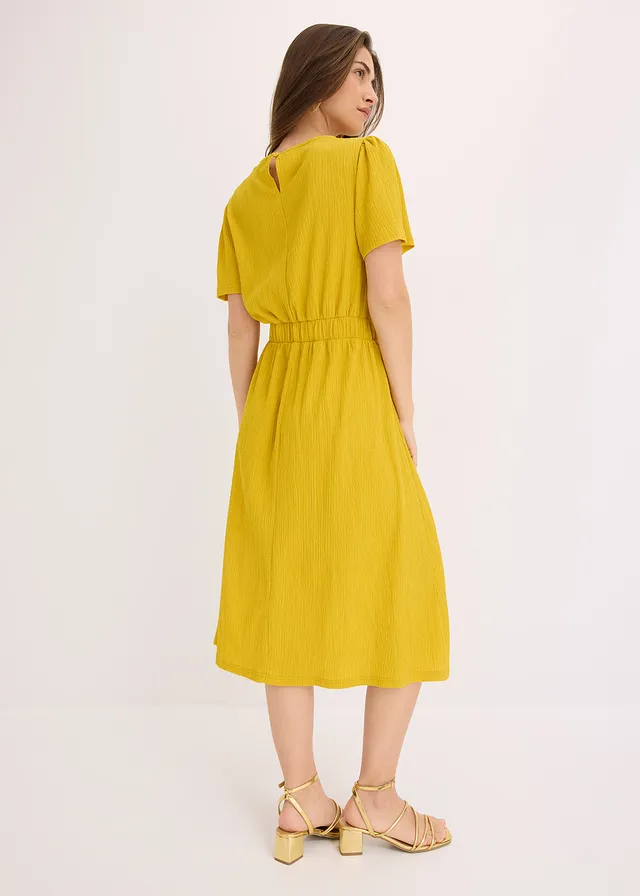 Uitlopende jersey jurk, Kleur: lemoncurry