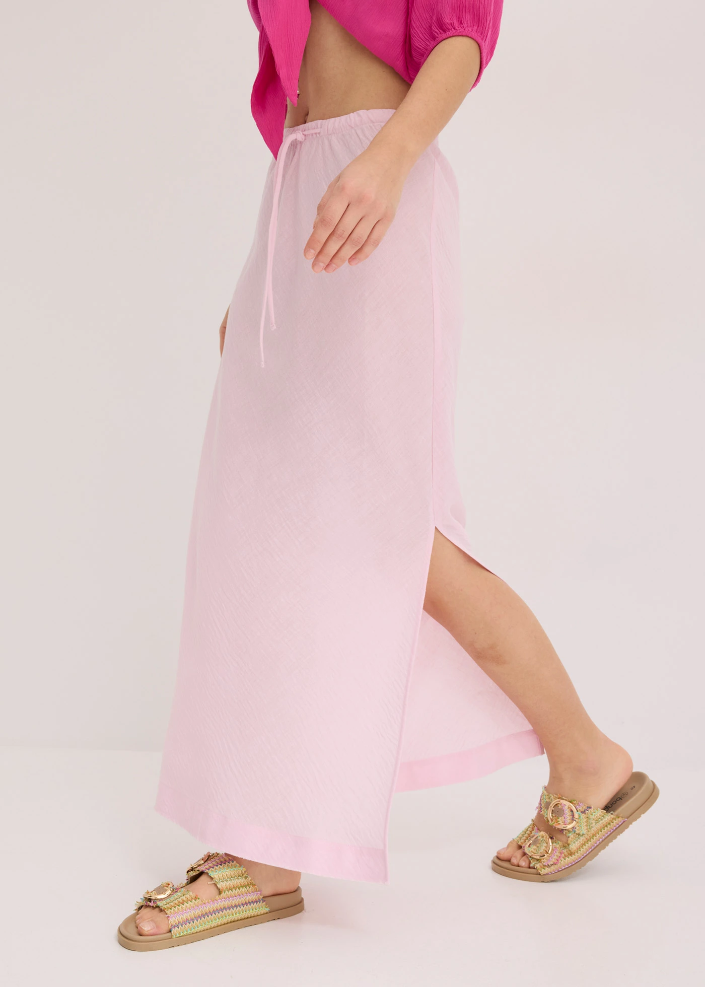 Dlouhá sukně s rozparkem • křišťálově růžová • bonprix obchod