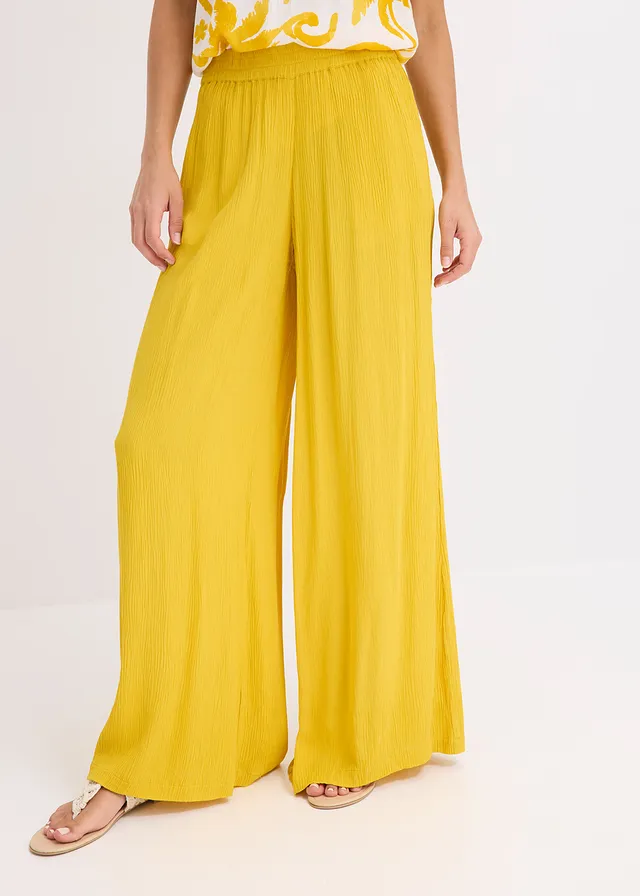 Broek van soepele viscose, Kleur: lemoncurry