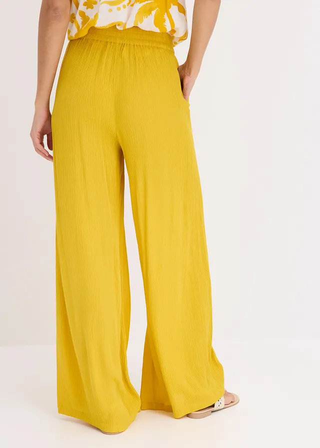 Broek van soepele viscose, Kleur: lemoncurry