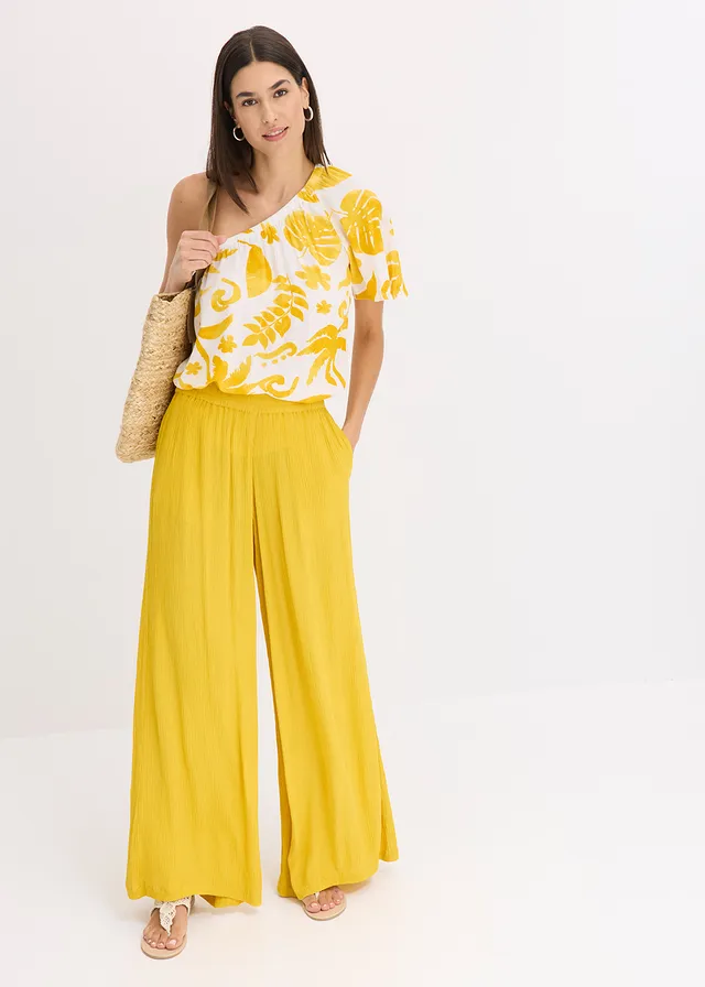 Broek van soepele viscose, Kleur: lemoncurry