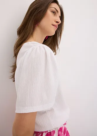 Shirt van gestructureerde crêpe • wit • bonprix online shop