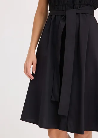 Halenkové šaty se zavazovacím páskem • černá • bonprix obchod