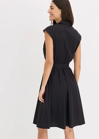 Halenkové šaty se zavazovacím páskem • černá • bonprix obchod