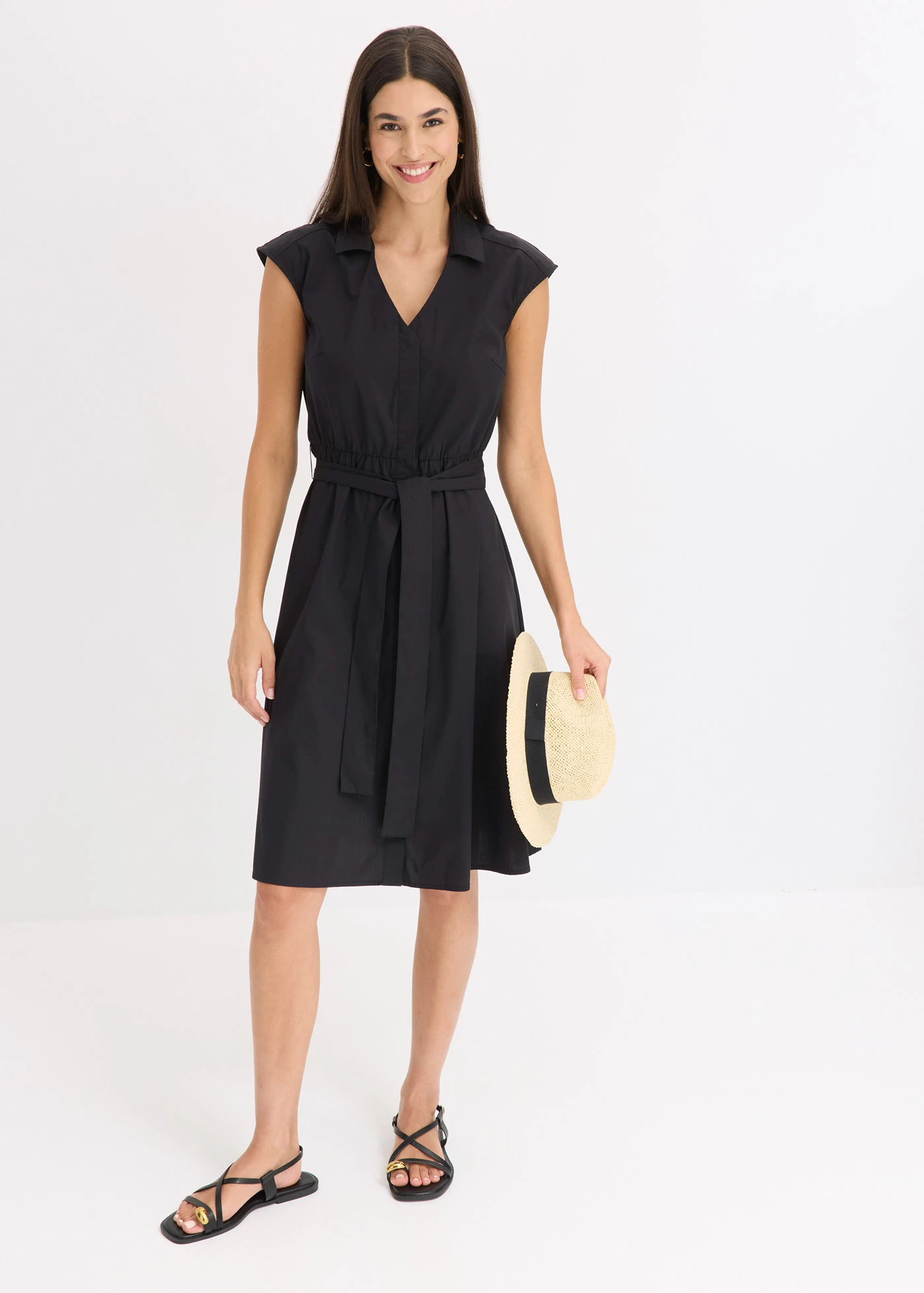 Halenkové šaty s vázačkou • černá • bonprix obchod