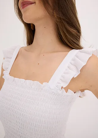 Žerzejové šaty s ozdobným žabičkováním • bílá • bonprix obchod