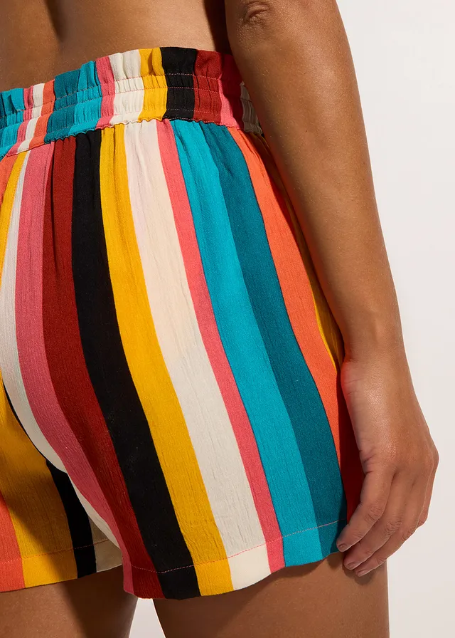 Strandshort van viscose • meerkleurig gestreept • product-page.page-title-suffix