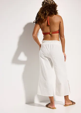 3/4 strandbroek van mousseline, Kleur: wit