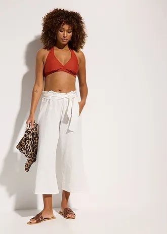 3/4 strandbroek van mousseline, Kleur: wit