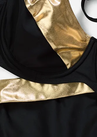 Minimizer bikini met goudkleurige inzetstukken (2-dlg. set) • zwart/goudkleur • bonprix online shop